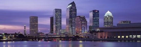 USA Florida Tampa View of an urban skyline at night Canvas Art - Panoramic Images (36 x 12)