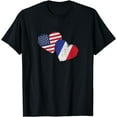 thumbnail image 1 of USA France Heart Country Flag American French T-Shirt, 1 of 5