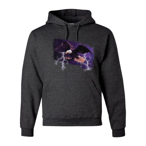 USA Freedom Eagle Portrait Fashion Graphic Hoodie Sweatshirt, Heather Black, Small