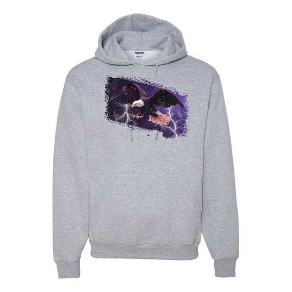 USA Freedom Eagle Portrait Fashion Graphic Hoodie Sweatshirt, Heather Grey, 3XL