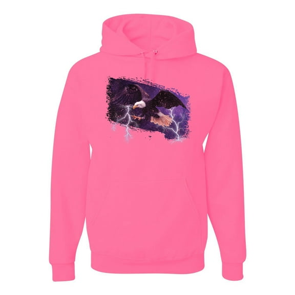 USA Freedom Eagle Portrait Fashion Graphic Hoodie Sweatshirt, Neon Pink, Large