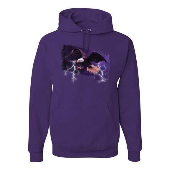 USA Freedom Eagle Portrait Fashion Graphic Hoodie Sweatshirt, Purple, 2XL