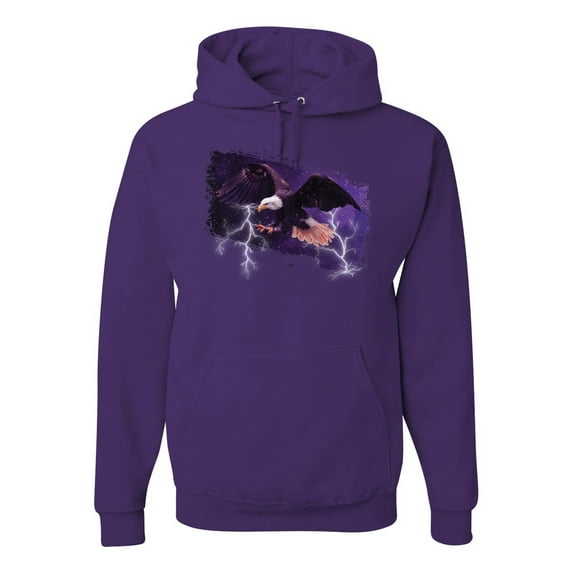 USA Freedom Eagle Portrait Fashion Graphic Hoodie Sweatshirt, Purple, X-Large