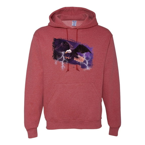 USA Freedom Eagle Portrait Fashion Graphic Hoodie Sweatshirt, Vintage Heather Red, Large