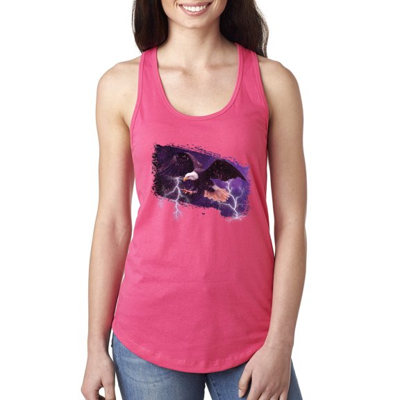 USA Freedom Eagle Portrait Fashion Ladies Racerback Tank Top, Hot Pink, X-Large
