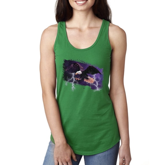 USA Freedom Eagle Portrait Fashion Ladies Racerback Tank Top, Kelly, Small