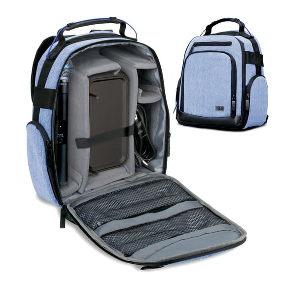 USA GEAR Audio Equipment Backpack - Microphone Case for Recording Microphones & Accessories - Blue