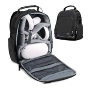 USA GEAR Backpack for VR Headset - VR Case Compatible with Oculus Quest 2 Gaming Headset - Black