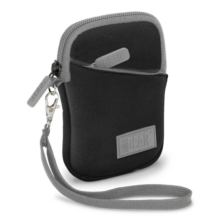 USA GEAR Compact Camera Carrying Bag with Neoprene Cushion Belt Loop Wrist Strap Black