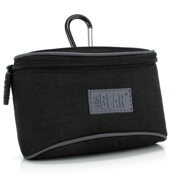 USA GEAR Compact Digital Camera Case, Impact-Resistant Interior, Accessory Pocket, Belt Loop, Black