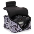 thumbnail image 1 of USA GEAR DSLR Camera Case / SLR Camera Sleeve (Black Paisley) w/Neoprene Protection , Holster Belt Loop and Accessory Storage - Compatible With Nikon D3400 / Canon EOS Rebel SL2 / Pentax K-70 & More, 1 of 9