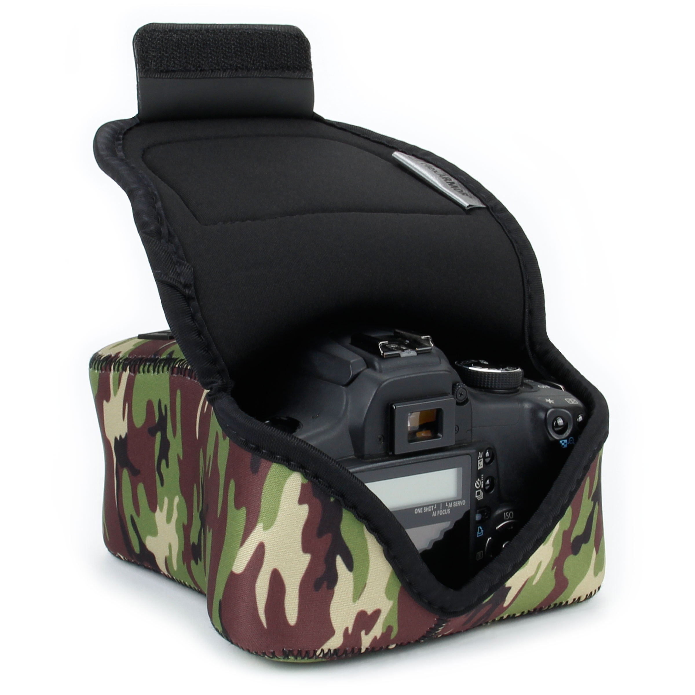 USA GEAR DSLR Camera Case/SLR Camera Sleeve (Camo Green) with Neoprene  Protection, Holster Belt Loop and Accessory Storage 