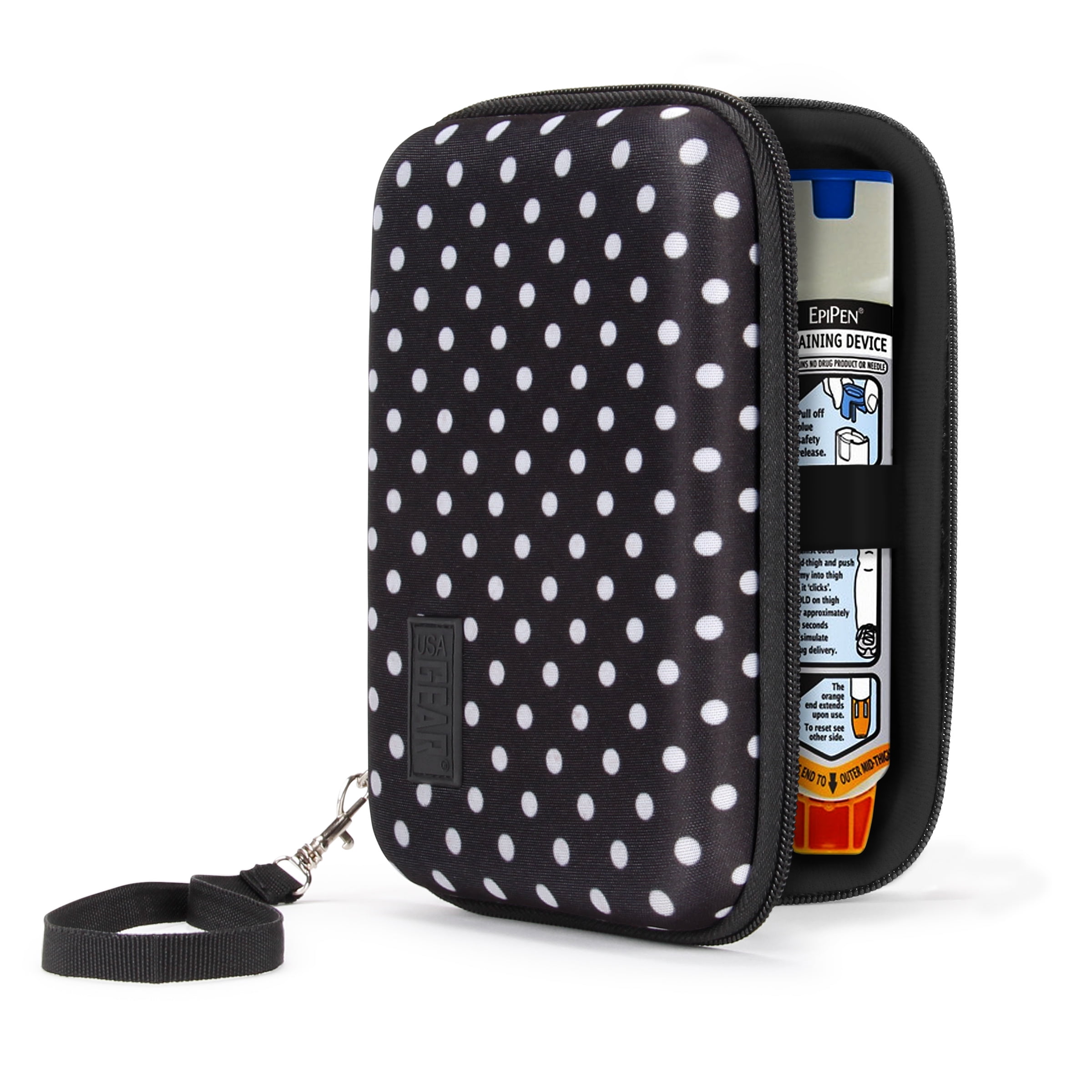 USA GEAR Hard Shell EpiPen Case Medical Case with Water Resistant Exterior, Zipper and Wrist