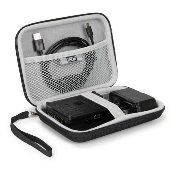 USA GEAR Mini PC Case Compatible with Raspberry Pi 3, Nylon, Hard Shell, Wrist Strap - Black