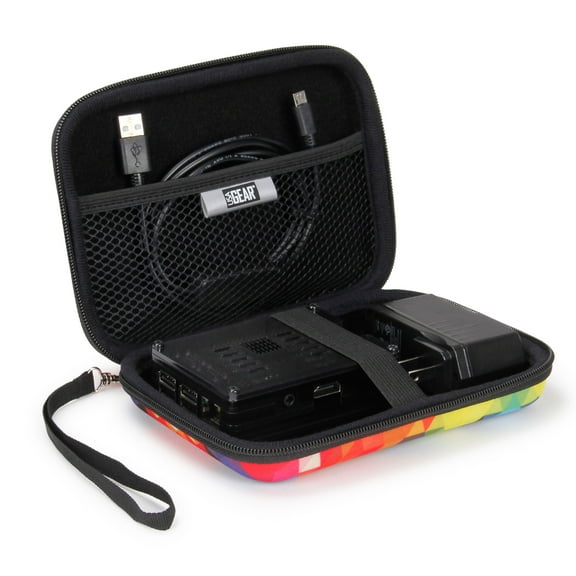 USA GEAR Mini PC Case Compatible with Raspberry Pi 3, Nylon, Hard Shell, Wrist Strap - Geometric