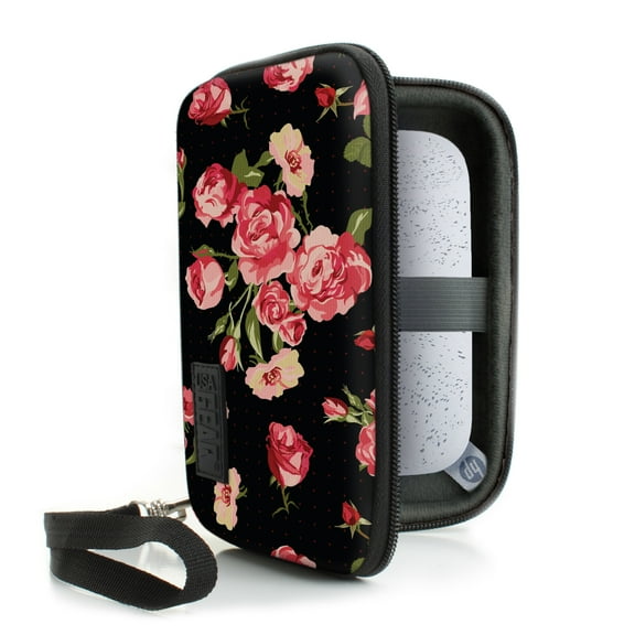USA GEAR Portable Mobile Printer Case Compatible with HP Sprocket 2x3, Soft Interior (Floral)