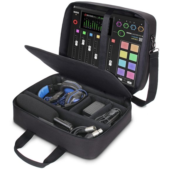 USA GEAR RODECaster Pro Case - Scratch-Resistant, Padded Interior, and Shoulder Strap