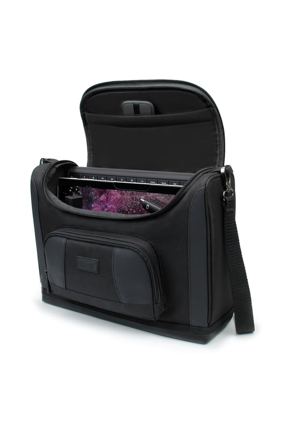 Small Messenger Bag Compatible with Microsoft Surface Pro 9, Charger, Mouse (Black)