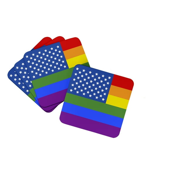 USA Gay Pride Foam Coaster Set of 4