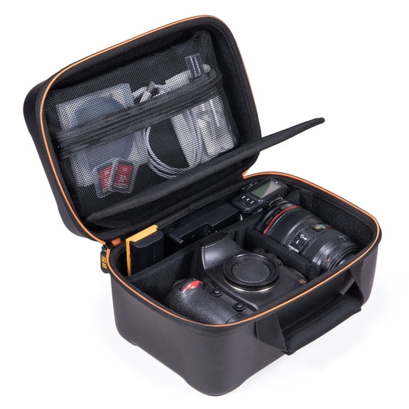 USA Gear Camera Storage 10" Case with Customizable Interior for Canon Rebel T7, Kodak Pixpro FZ55
