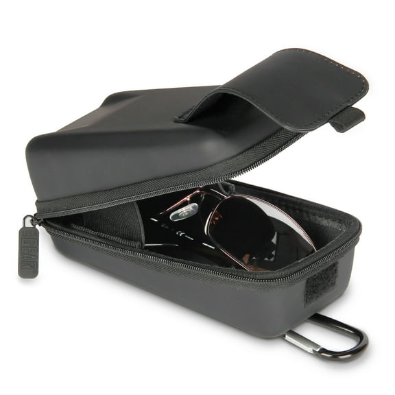 USA Gear Hard Shell Glasses Case, Sunglasses Case / Safety Glasses Case Compatible with Sunglasses, Safety Glasses and More, Top Loading Rugged Hard Glasses Case with Belt Loop and Carabiner (Black)