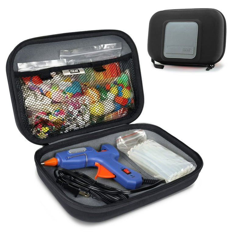 USA Gear Hot Glue Gun Case with Mesh Pocket, Extra Pouches, Hard Weather  Resistant Exterior, Black 