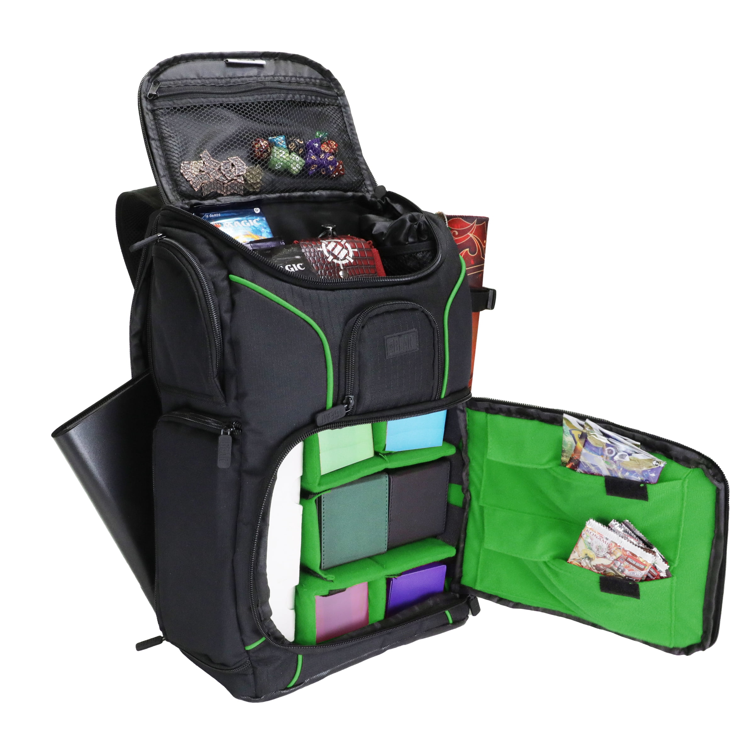 USA Gear MTG Backpack Compatible with Magic the Gathering, Playmat, Customizable Interior (Green)
