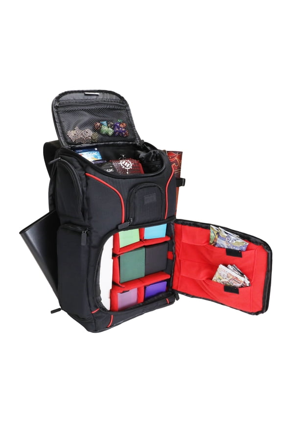 MTG Backpack Compatible with Magic the Gathering, Playmat, Customizable Interior (Red)