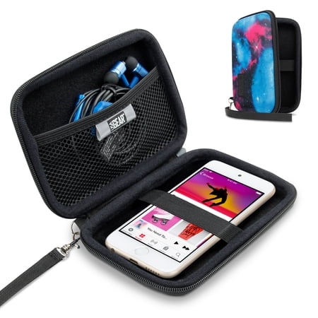 USA Gear Mp3 Player Case Compatible with Apple iPod Touch, Wrist Strap, Hard Shell (Galaxy)