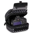 thumbnail image 1 of USA Gear Quick Access DSLR Hard Shell Camera Case (Polka Dot) w/ Molded EVA Protection, Padded Interior, Holster Belt Loop and Rubber Coated Handle - Works W/ Nikon, Canon, Pentax, Olympus and More, 1 of 9