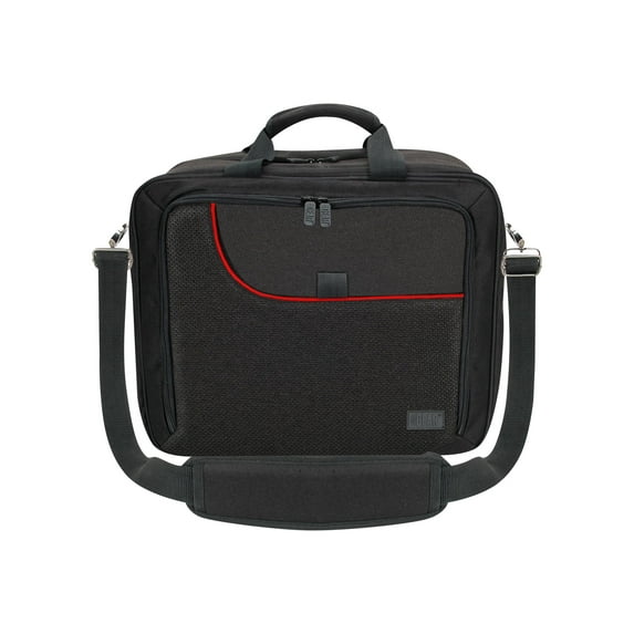 USA GEAR Carrying Case Compatible with Nintendo Switch, Gamecube Controller, Adapter, Pro-Controller, and More Gaming Accessories - Customizable Interior, Shoulder Strap, and Padded Interior - Red