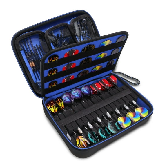 USA Gear XL Semi Hard Shell Dart Case - Dart Holder Room for 15 Darts and Dart Accessories (Blue)