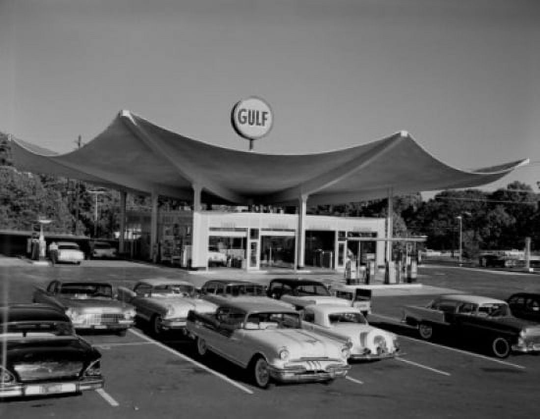 USA Georgia Atlanta Car parked at petrol station Canvas Art - (18 x 24)