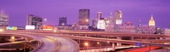 USA Georgia Atlanta Skyline at dusk Canvas Art - Panoramic Images (36 x 12)