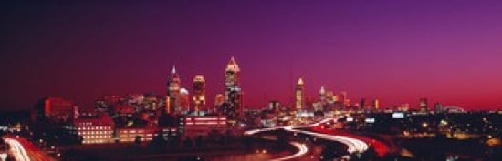 USA Georgia Atlanta night Canvas Art - Panoramic Images (36 x 12)
