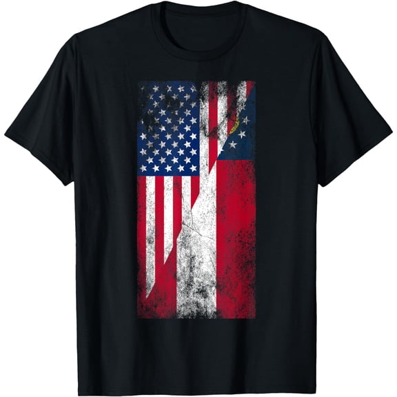 USA Georgia Flags - United States of America, Georgian State T-Shirt mens t shirt，black，women，funny，misfits，men，journey，t-shirt
