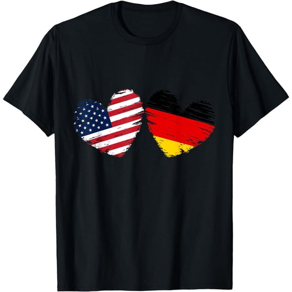 USA Germany Flag Heart Valentines Day German, American T-Shirt mens t hirt men，black，women，misfits，journey ，boys