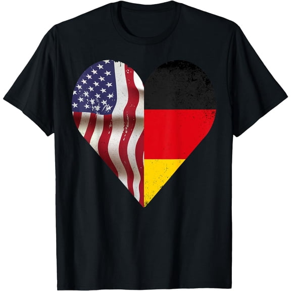 USA Germany Heart - Dual Citizenship, Design T-Shirt mens t hirt men，black，women，misfits，journey ，boys