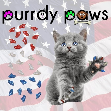 USA Glitter Combo - Purrdy Paws Soft Nail Caps for Medium Cat Claws