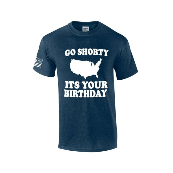 USA Go Shorty It's Your BIrthday Tee Fourth of July Independence Day Short Sleeve T-shirt Graphic Tee Graphic Tee-Heather Navy-xxl