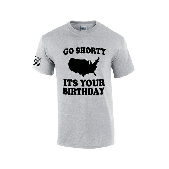 USA Go Shorty It's Your BIrthday Tee Fourth of July Independence Day Short Sleeve T-shirt Graphic Tee Graphic Tee-Sports Grey-6xl