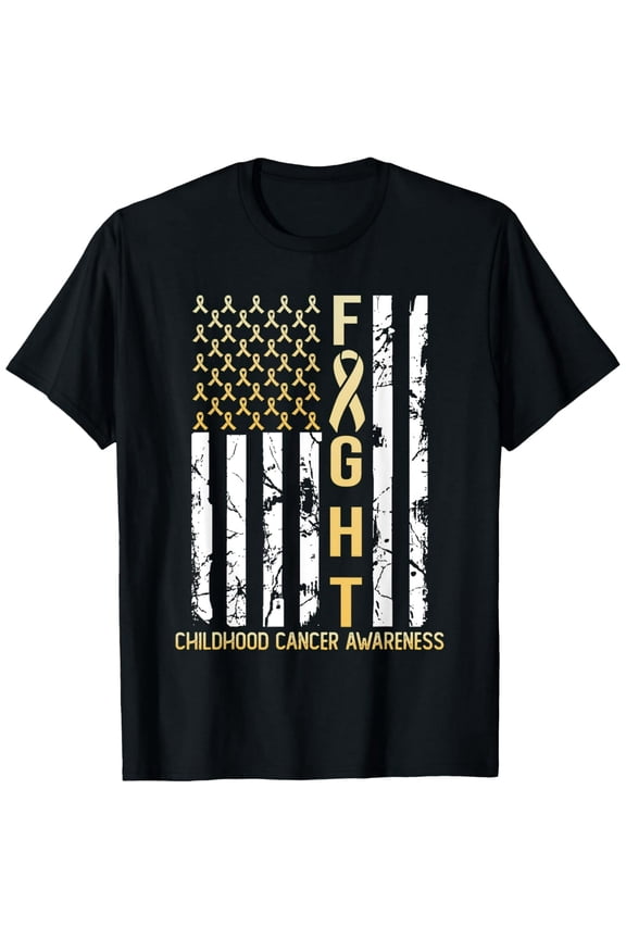 USA Gold Flag Childhood Cancer Awareness Month September T-Shirt