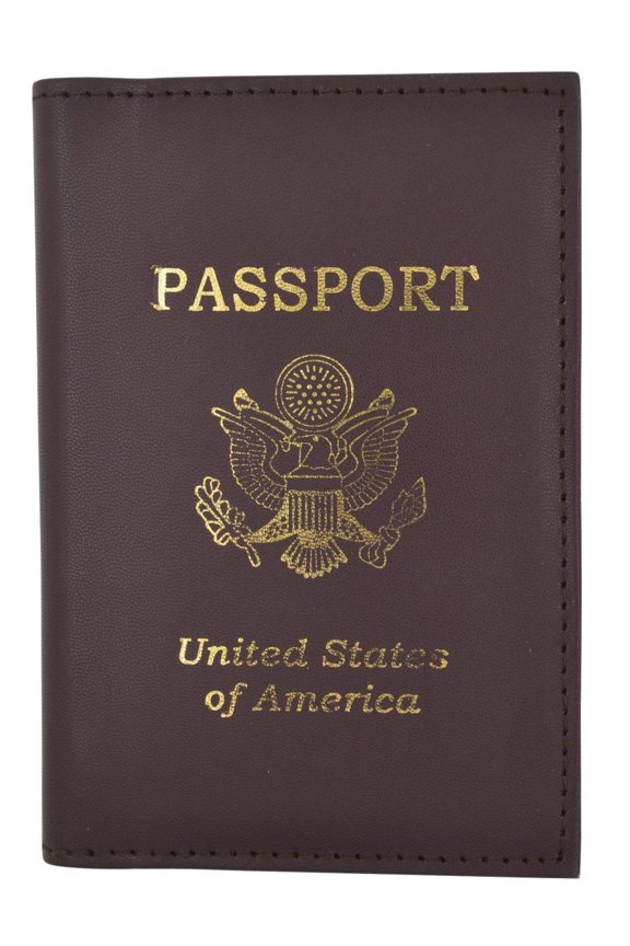 USA Gold Logo Travel Passport Card Holder Case Protector Cover Wallet 351 PU USA (C)