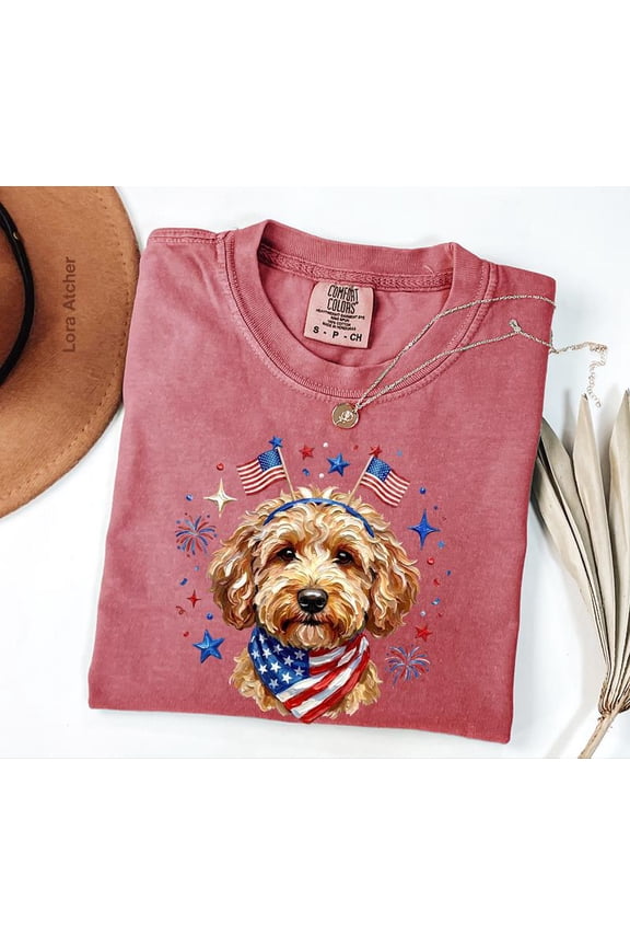 USA Goldendoodle Dog Shirt, Preppy Design 4th of July Dog ,4th of July Dog, Shirt, 250th Anniversary Shirt, 4th Of July, Dog Lover Shirt, Patriotic Dog Gift