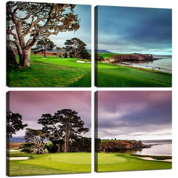 USA Golf Course Wall Art California Golf Wall Decor Abstract Painting Pictures Poster for Home Decor Living Room Bedroom Bathroom Office Framed Artwork Ready to Hang (12''''W x 12''''H x 4)