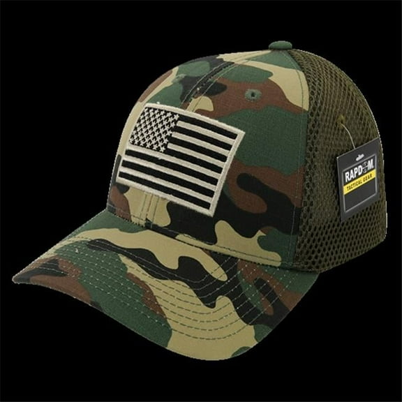 USA Graphic Ripstop AirMesh Cap, Woodland - One Size