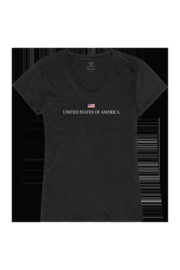 USA Graphic V-Neck T-Shirts, Black - Large