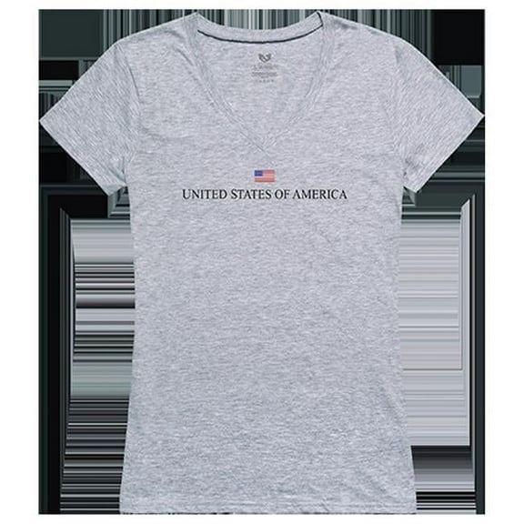 USA Graphic V-Neck T-Shirts, Heather Grey - Extra Large