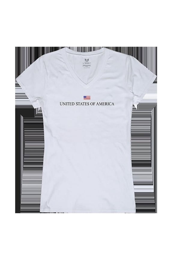 USA Graphic V-Neck T-Shirts, White - 2XL