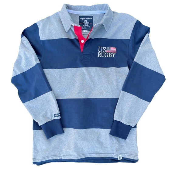 USA Grey Hoops Rugby Jersey - X-Small